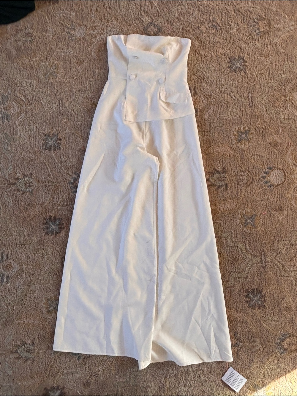 ASOS Cream Strapless Wide-Leg Jumpsuit